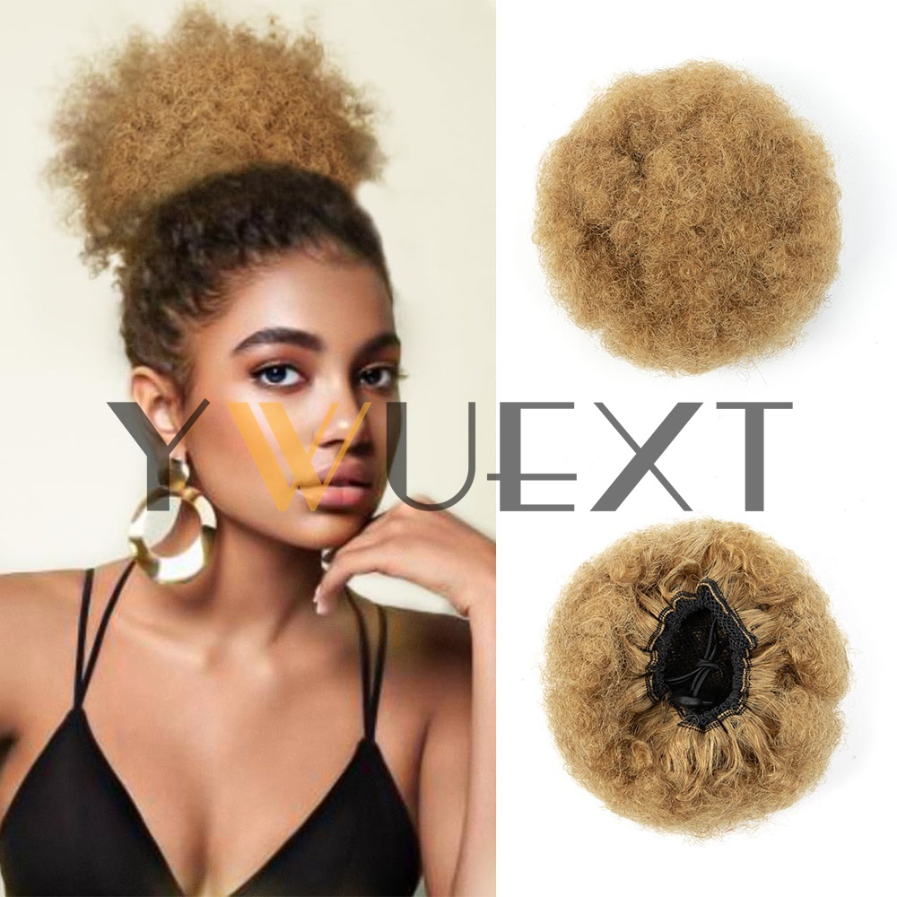 Drawstring Afro Curly Puff Ponytail - Накладной хвост YWUEXT Honey Gold Afro