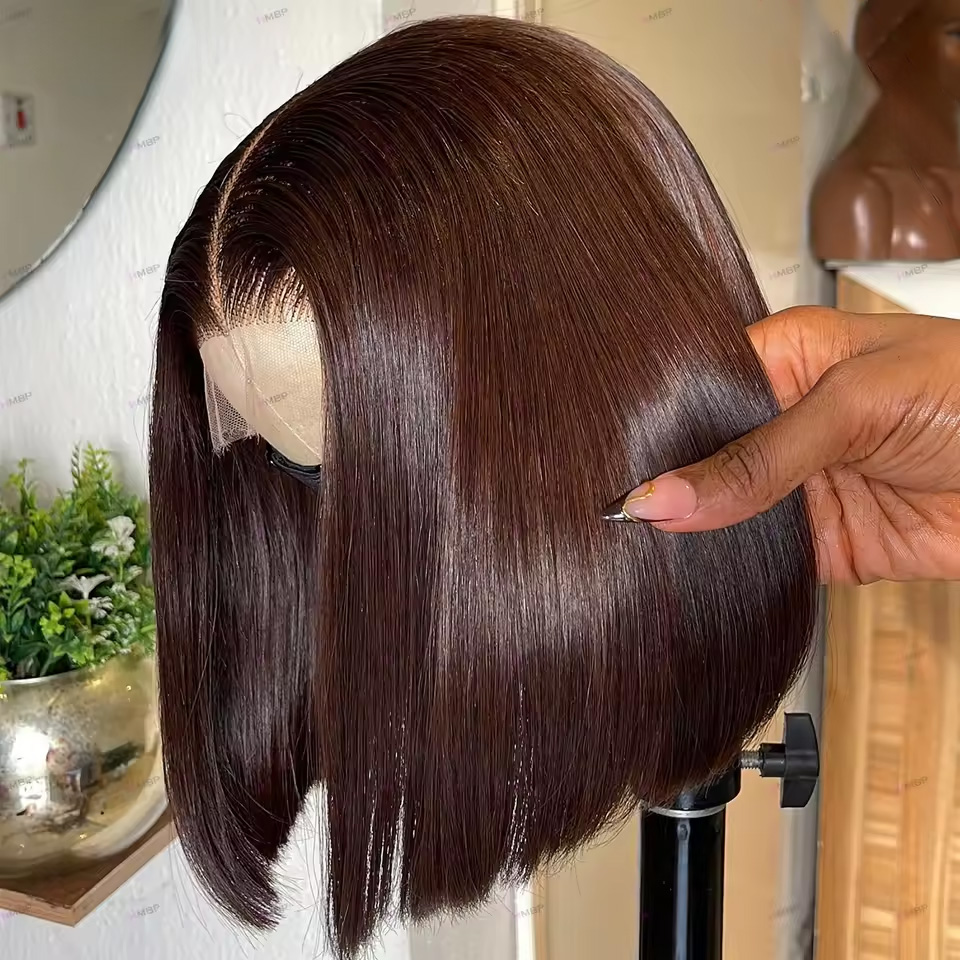 Glueless Wear And Go Human Hair Wig - 13X4 Шоколадно-коричневый прямой парик Боб 4X4