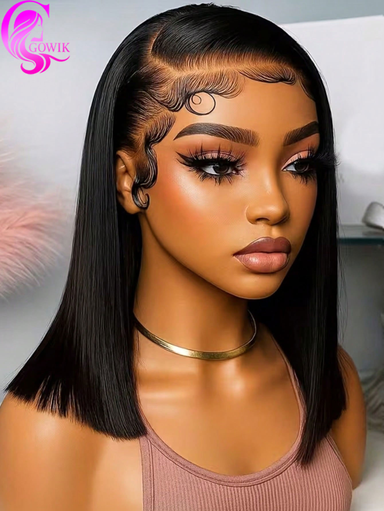 Pre Parted 13X4 Lace Front Bob Wig - Парик Gowik с плотностью 250%, 13x4,