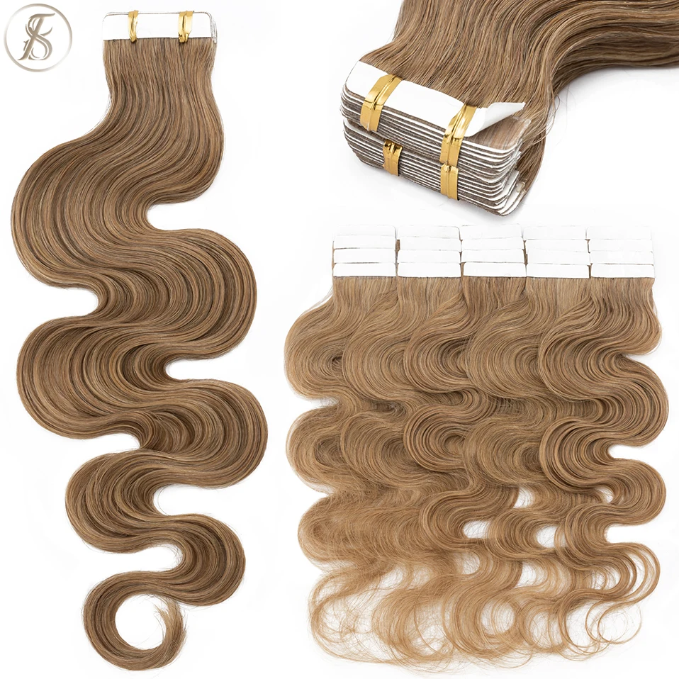Invisible Tape In Extensions Real Hair - TESS 20 шт. волнистая лента для