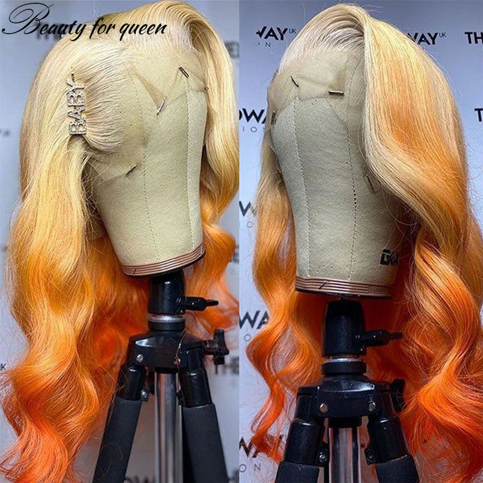 613 Blonde Body Wave Lace Front Wig - Рыжий 613 Оранжевый объемная волна Прозрачные