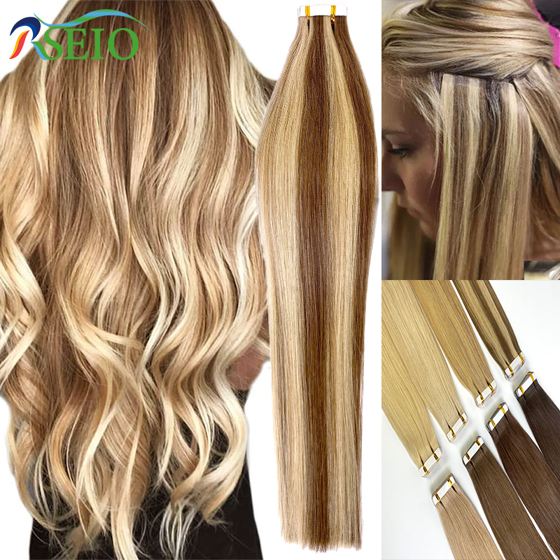 Invisible Tape In Extensions Real Hair - Прямые накладные человеческие волосы RSEIO, натуральные