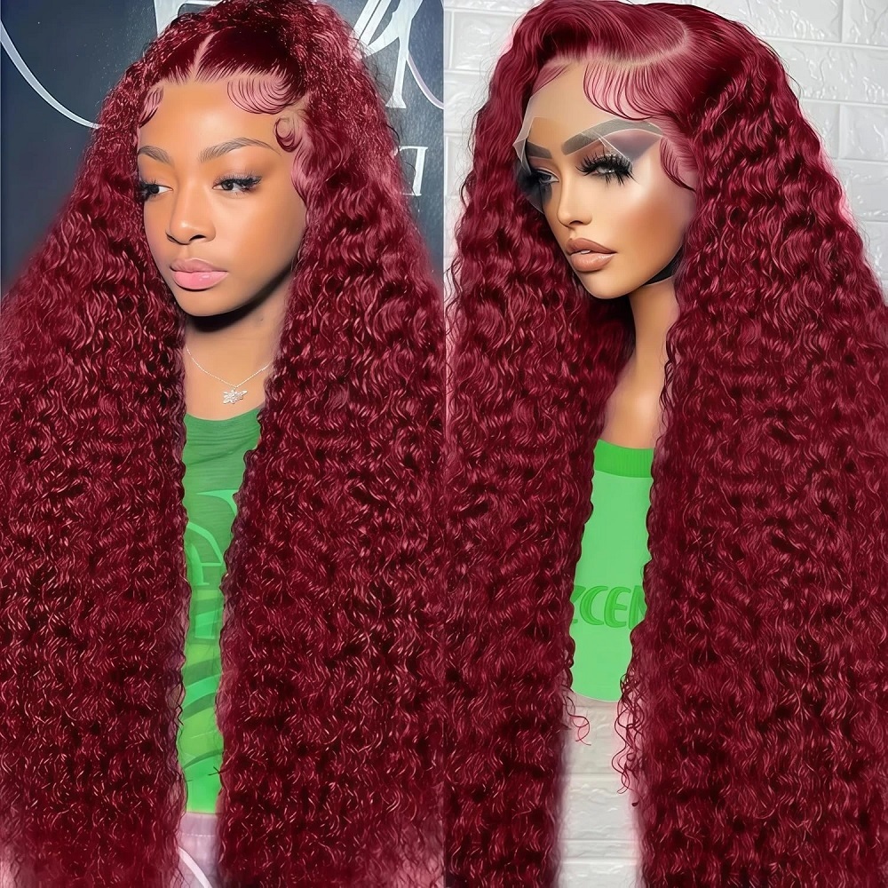 Lace Front Wigs - Парик из натуральных волос 99J бордового