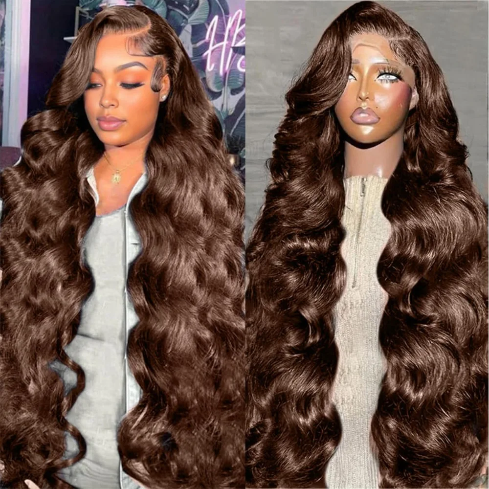 Hd Lace Frontal Wig Human Hair Pre Plucked - Шоколад # Парик Body Wave из