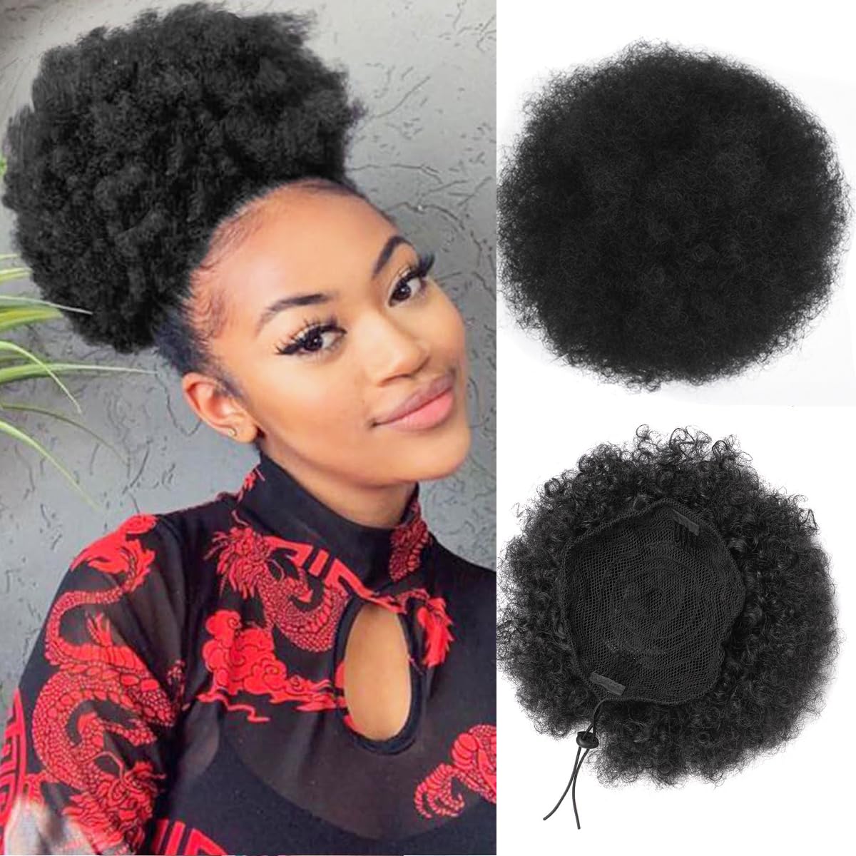 Drawstring Afro Curly Puff Ponytail - Афро-пушистый хвост на шнурке для чернокожих