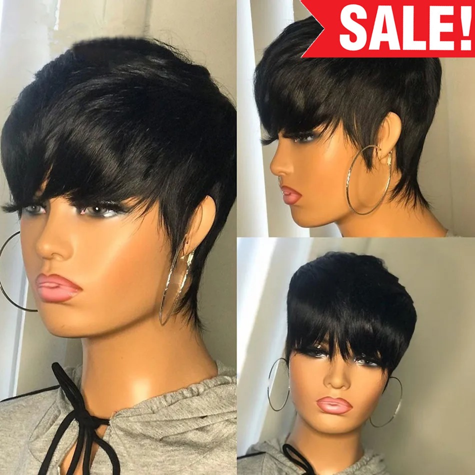 Short Pixie Cut Wig Human Hair Cheap - Короткие парики из натуральных волос, стрижка