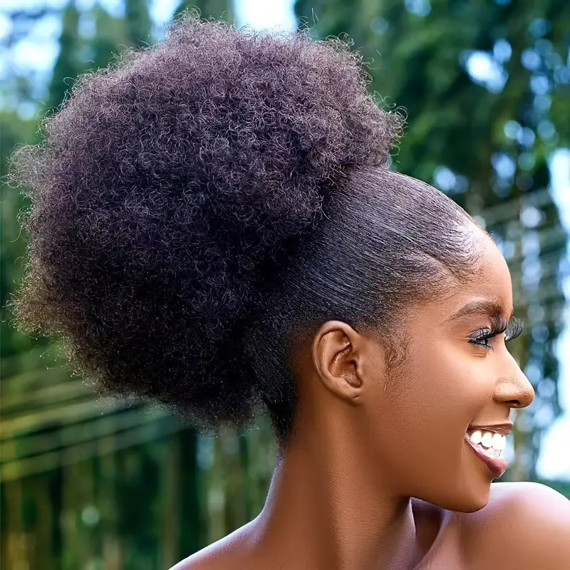 Drawstring Afro Curly Puff Ponytail - 1 шт. женский 10-дюймовый афро-кудрявый синтетический