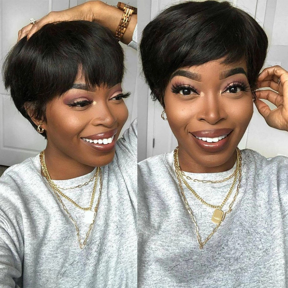 Короткие парики из натуральных – обзор и цена Short Pixie Cut Wig Human Hair Cheap