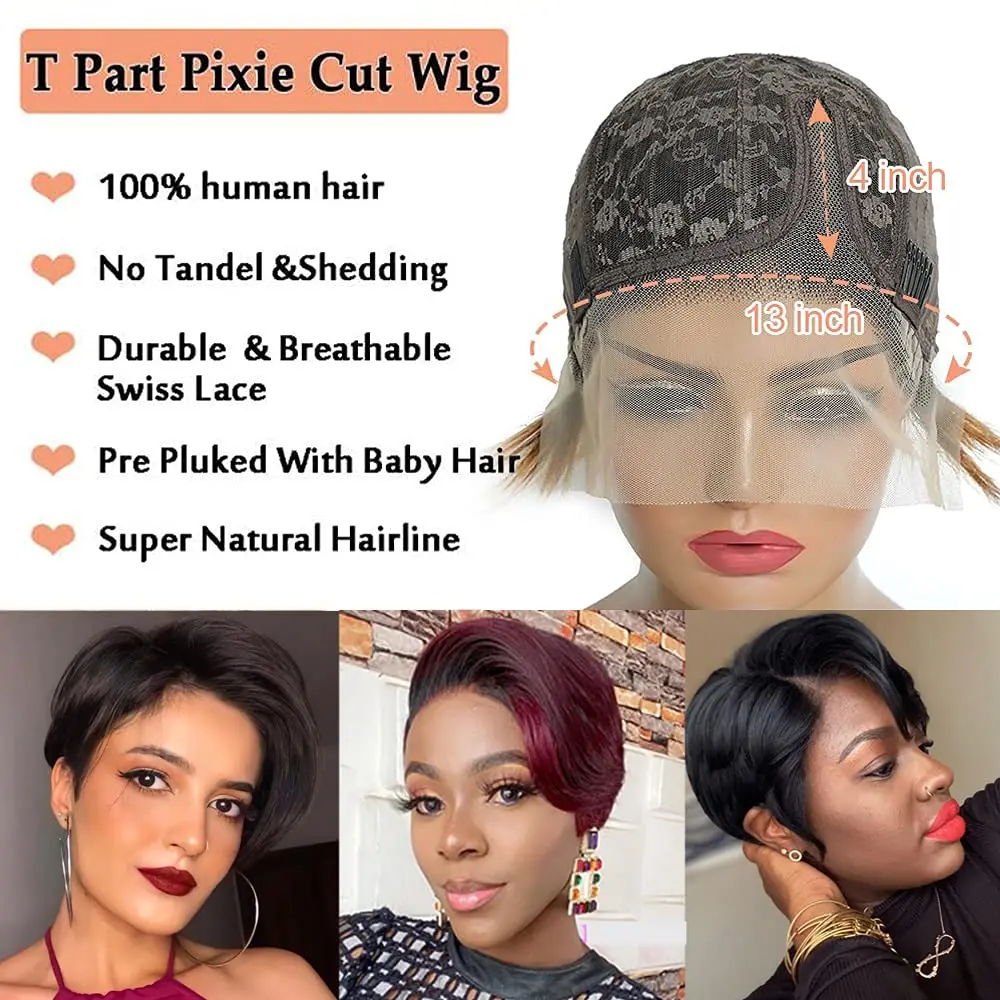 Короткие парики из натуральных – обзор и цена Short Pixie Cut Wig Human Hair Cheap