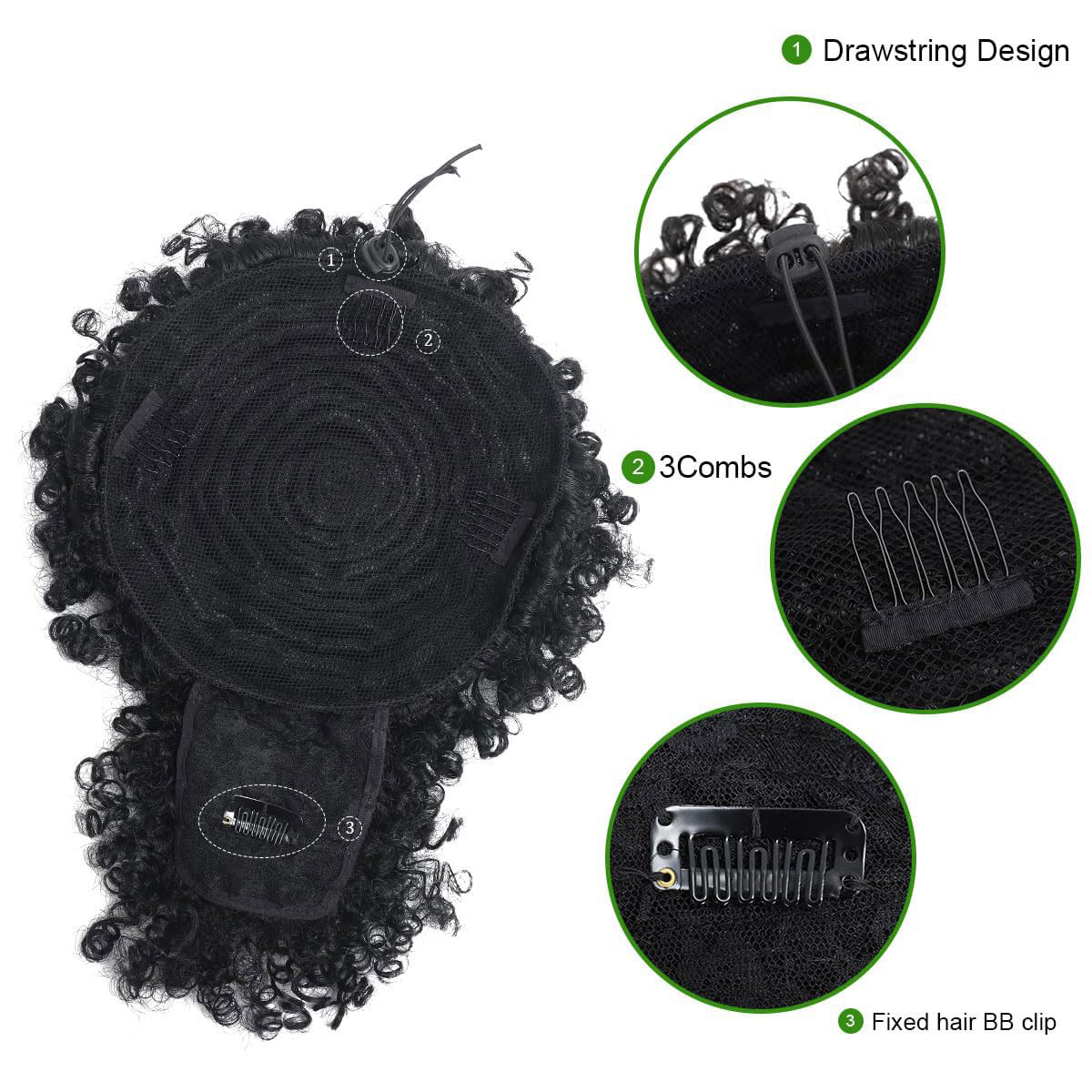 Афро-пушистые вьющиеся волосы, – обзор и цена Drawstring Afro Curly Puff Ponytail
