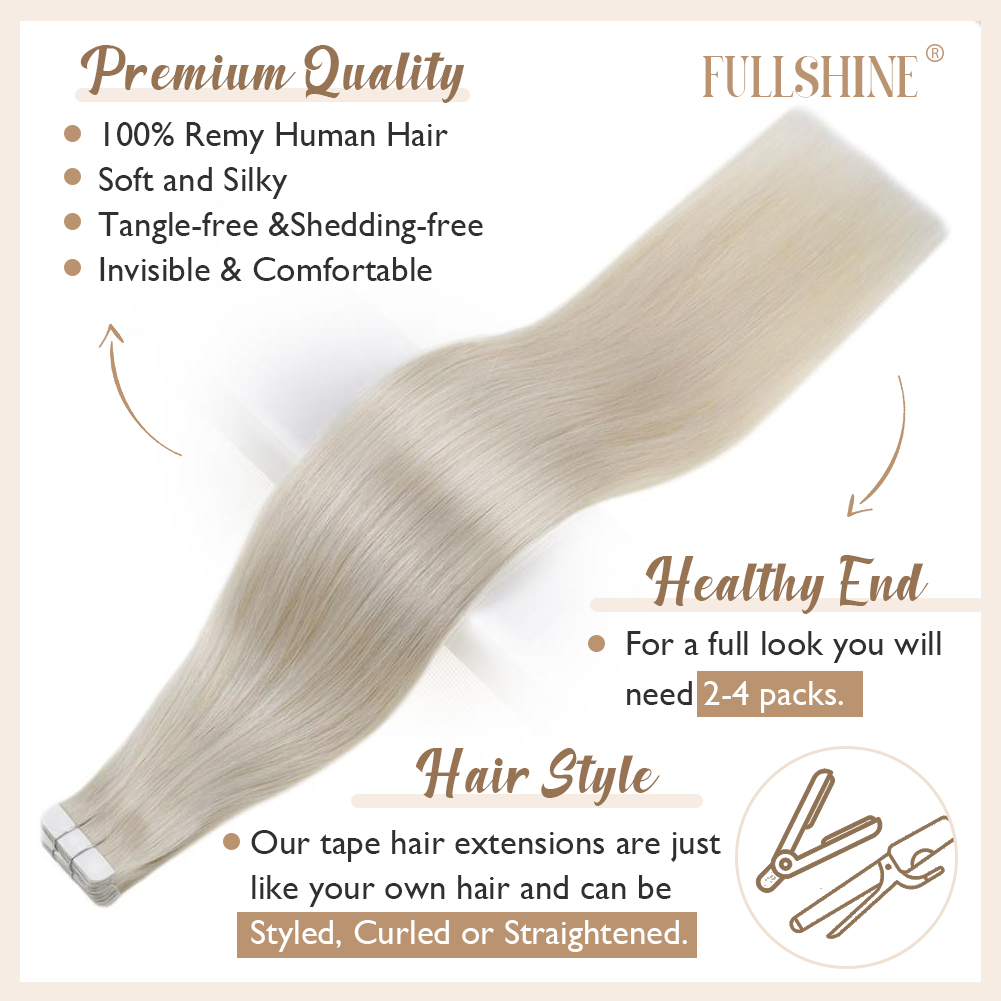 Полностью блестящие накладные  – обзор и цена Invisible Tape In Extensions Real Hair