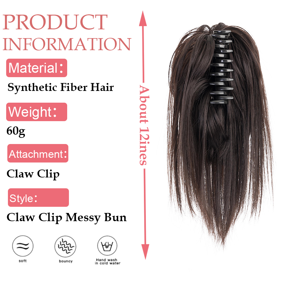 Синтетический прямой зажим для – обзор и цена Claw Clip Messy Bun Hair Piece
