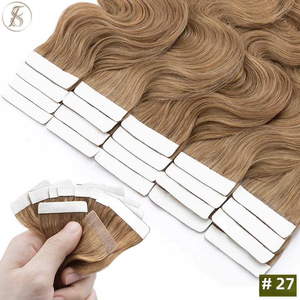 TESS 20 шт. волнистая лента дл – обзор и цена Invisible Tape In Extensions Real Hair