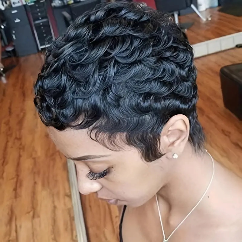Короткий парик-пикси с кудрями – обзор и цена Short Pixie Cut Wig Human Hair Cheap