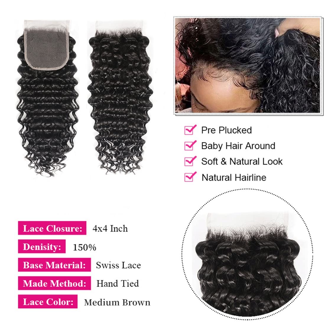 Натуральные пучки волос с глуб – обзор и цена Deep Wave 3 Bundles With Closure