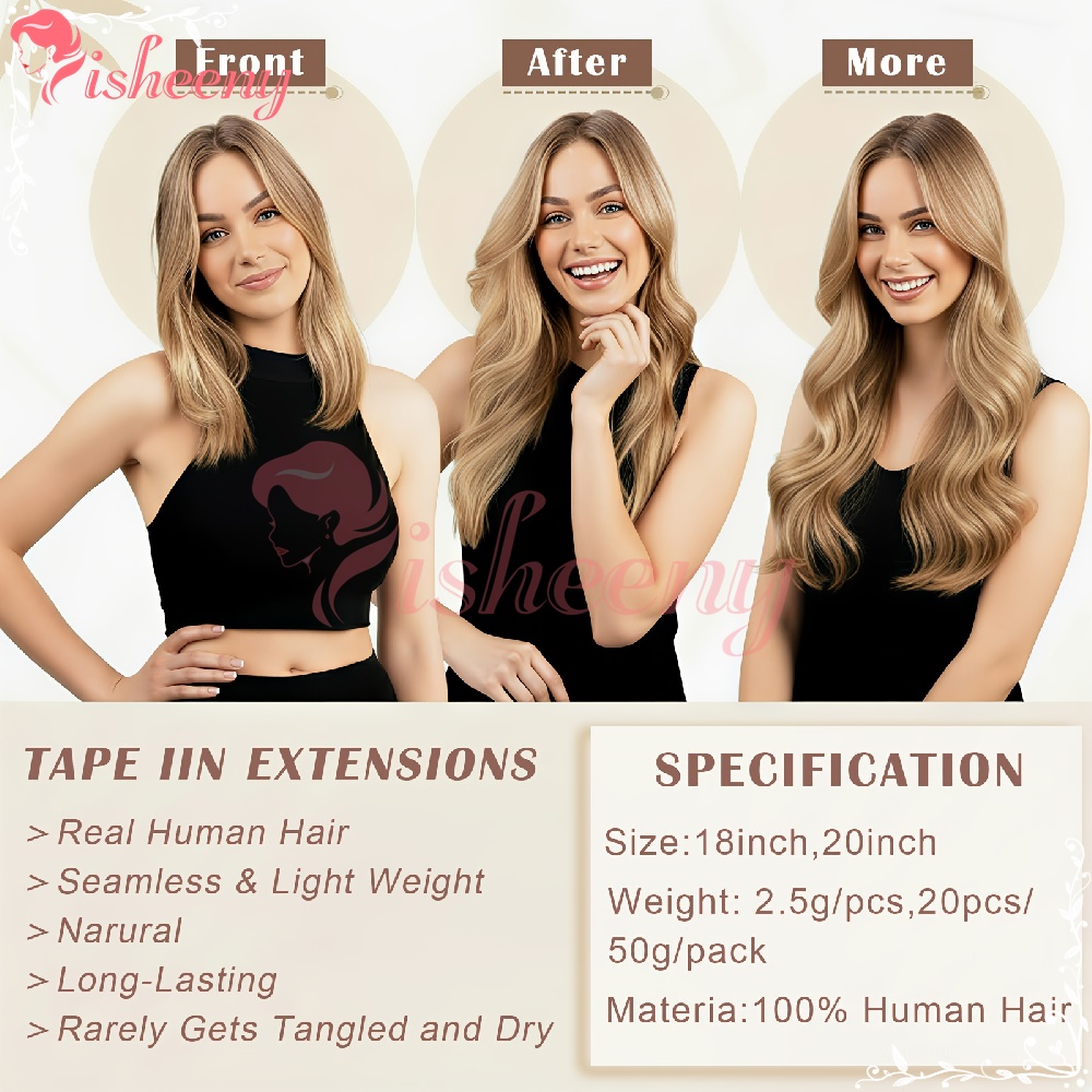 Прямые накладные пряди Isheeny – обзор и цена Invisible Tape In Extensions Real Hair