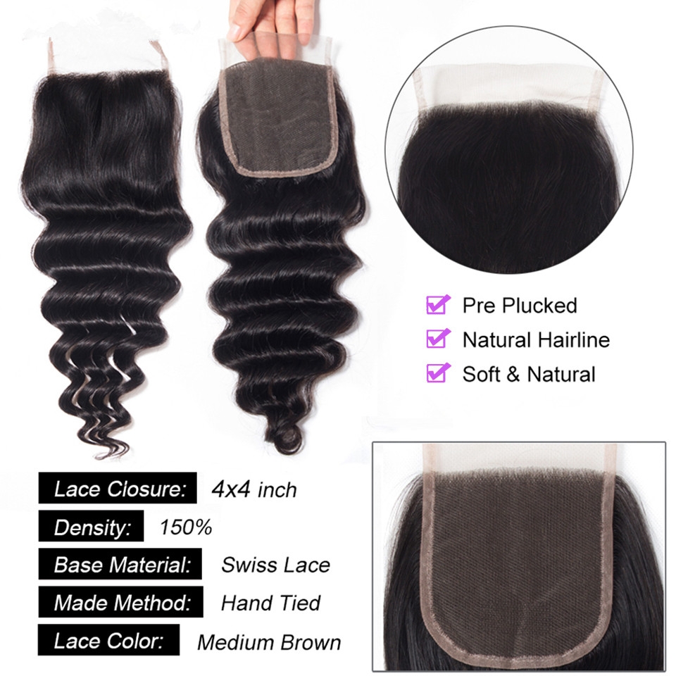 Наборы волос 30 дюймов: локоны – обзор и цена Deep Wave 3 Bundles With Closure