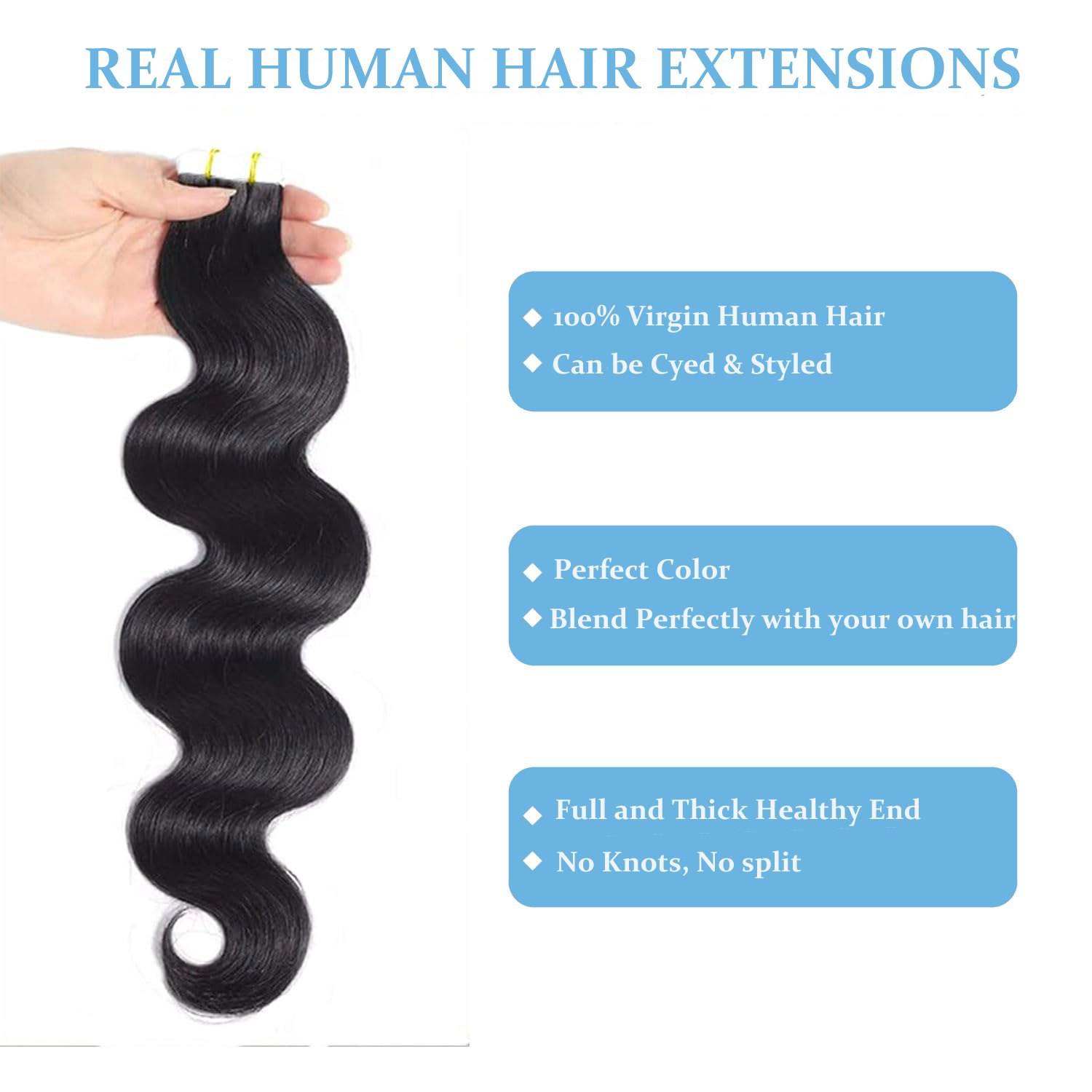 Длинная волнистая лента для на – обзор и цена Invisible Tape In Extensions Real Hair