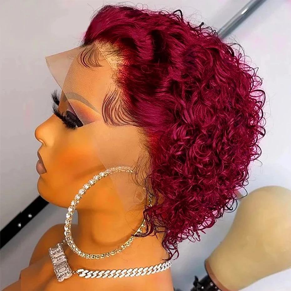 Парик в стиле пикси, цвет 99J, – обзор и цена Short Pixie Cut Wig Human Hair Cheap