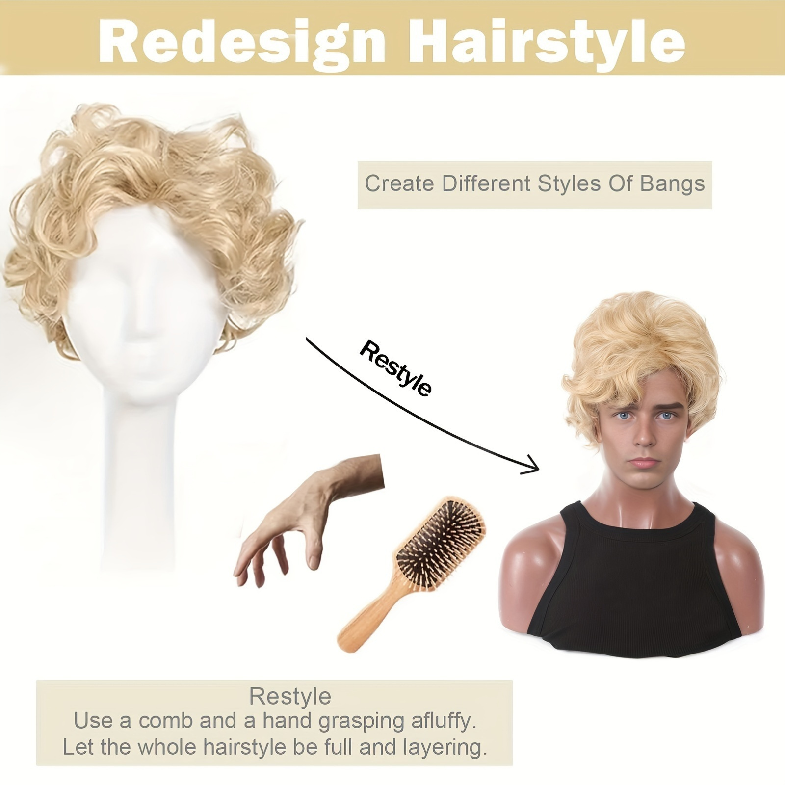 Мужской блондинистый парик, ко – обзор и цена Synthetic Wigs