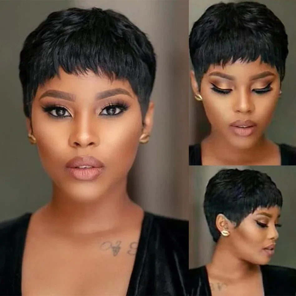 Короткие парики из натуральных – обзор и цена Short Pixie Cut Wig Human Hair Cheap