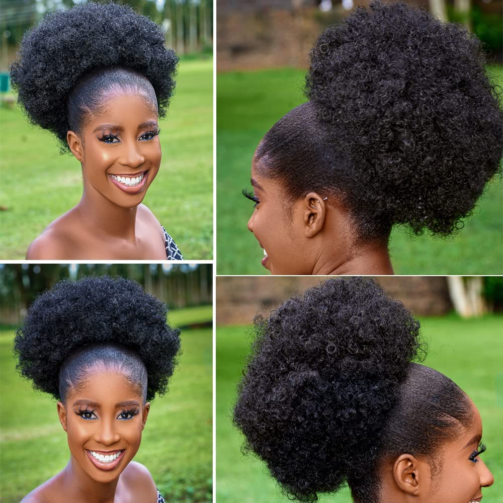 Большой афро-пушистый хвостик  – обзор и цена Drawstring Afro Curly Puff Ponytail