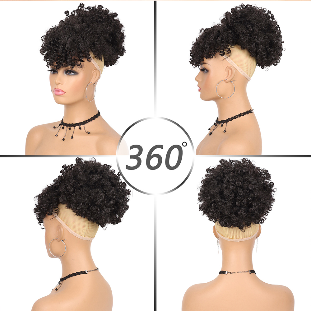 Афро-пушистый хвост на шнурке  – обзор и цена Drawstring Afro Curly Puff Ponytail